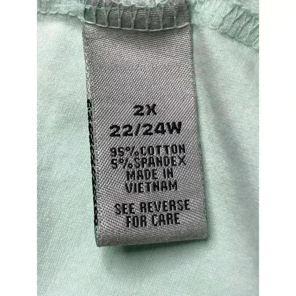 Catherines Supima Collection top 2X square neck short sleeve green flaw - Picture 5 of 9